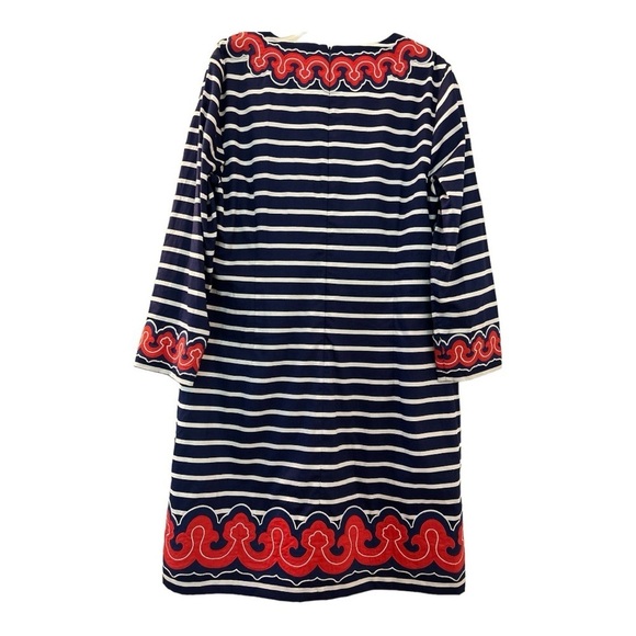 VINEYARD VINES shift dress. 10. Navy blue/white stripes with red embellishments - Picture 3 of 10